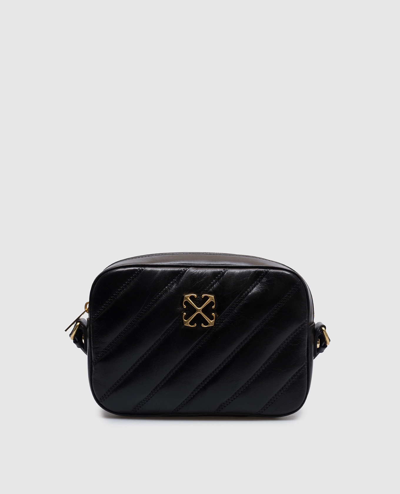 

Black leather crossbody bag with metal logo Off-White