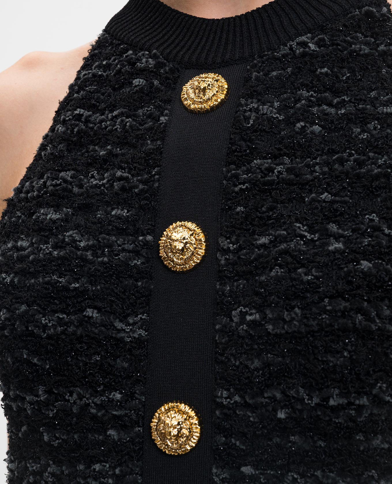 Black tweed dress with branded accessories Balmain 5