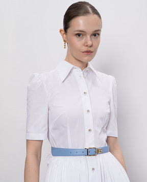 Dolce&Gabbana Blue leather belt with logo BE1351AQ420