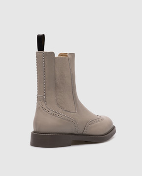 Doucal's Gray leather Chelsea boots with perforations DD8599BRUGUF201