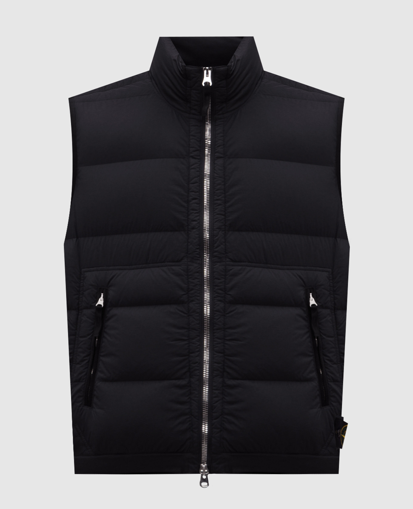 

Black down vest with logo patch Stone Island