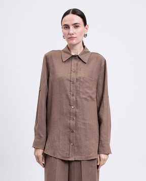 Babe Pay Pls Brown linen shirt 0D35020514