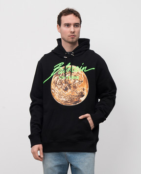 Balmain Black Universe printed hoodie EH0JT047GE78