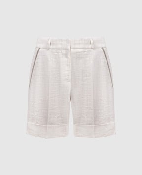 Peserico Beige striped linen shorts E0411302764