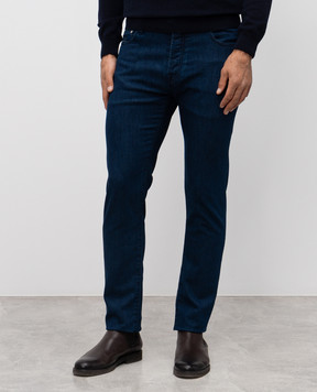 MooRER PAVEL blue jeans with logo patch PAVEL919WASHINGW1
