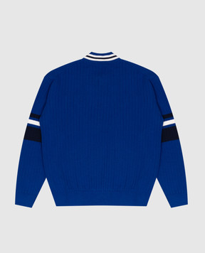 Dolce&Gabbana Children's blue striped jumper with a logo patch L4KWF9JBCDF56