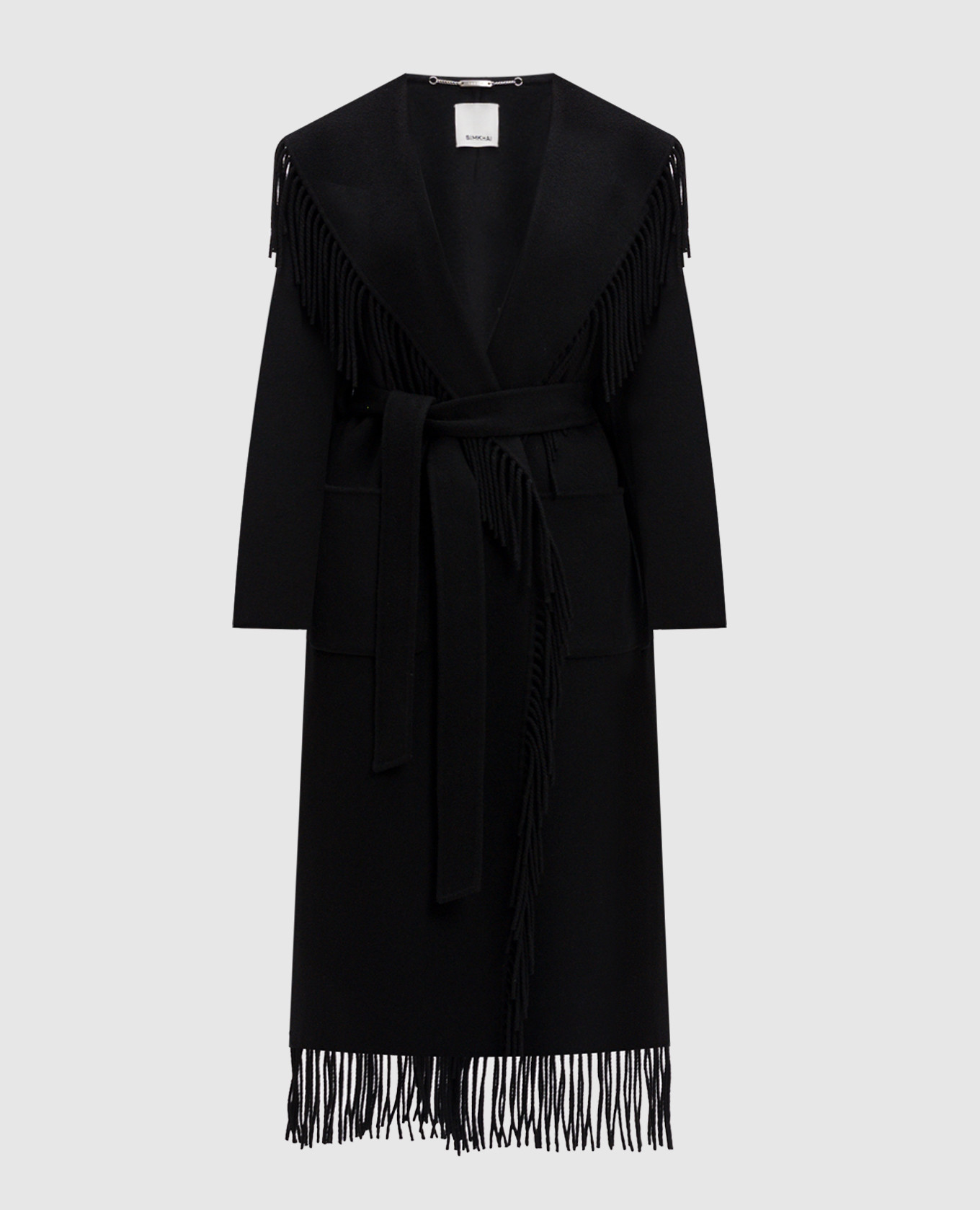 

Black Carrie Scent Coat with Wool Fringe Simkhai