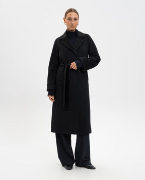 Heresis Black wool coat with belt M11120G400