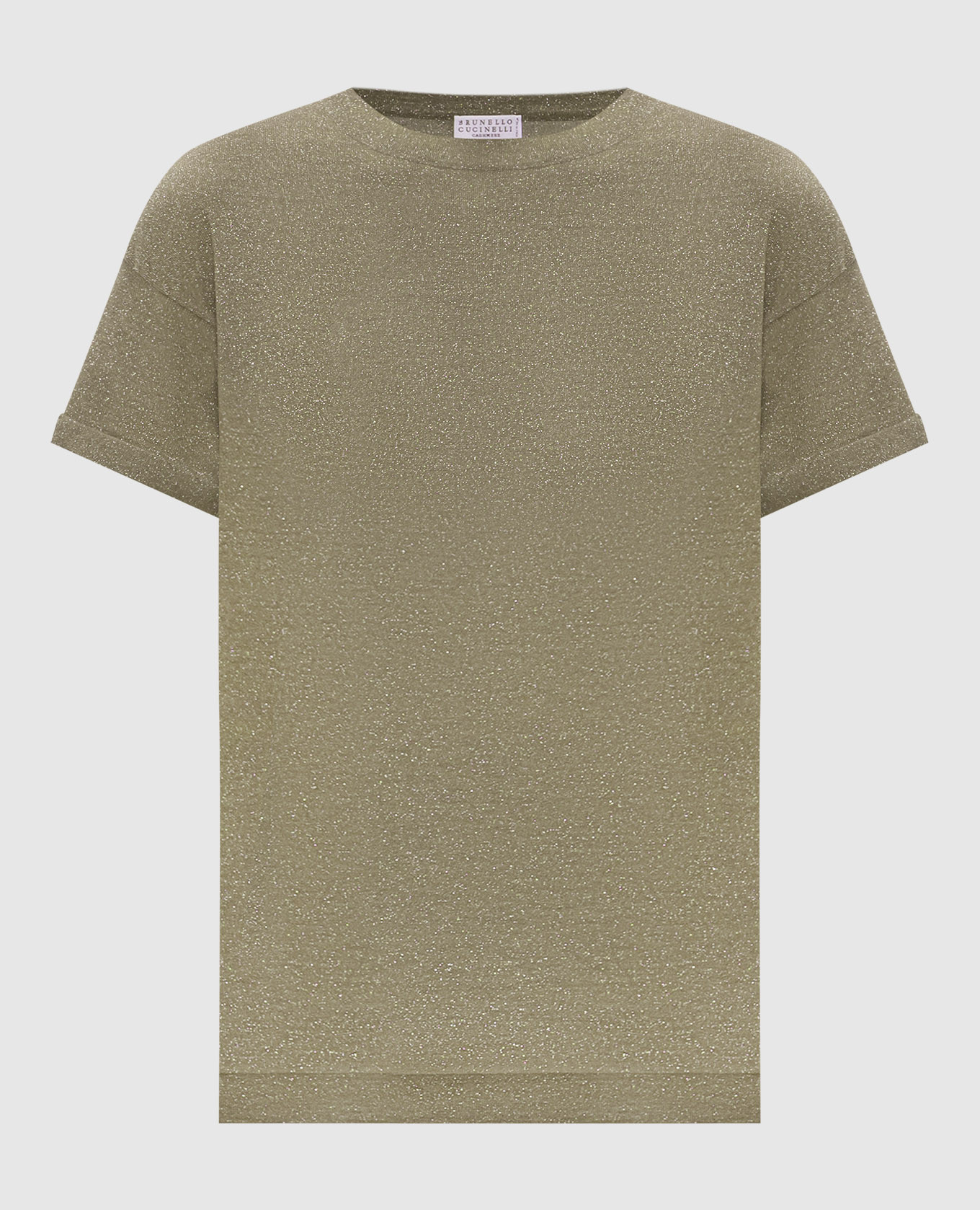 Khaki cashmere and silk T-shirt Brunello Cucinelli