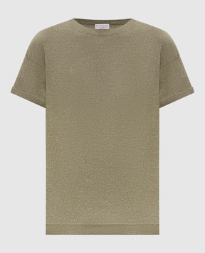 Brunello Cucinelli Khaki cashmere and silk T-shirt M41810000