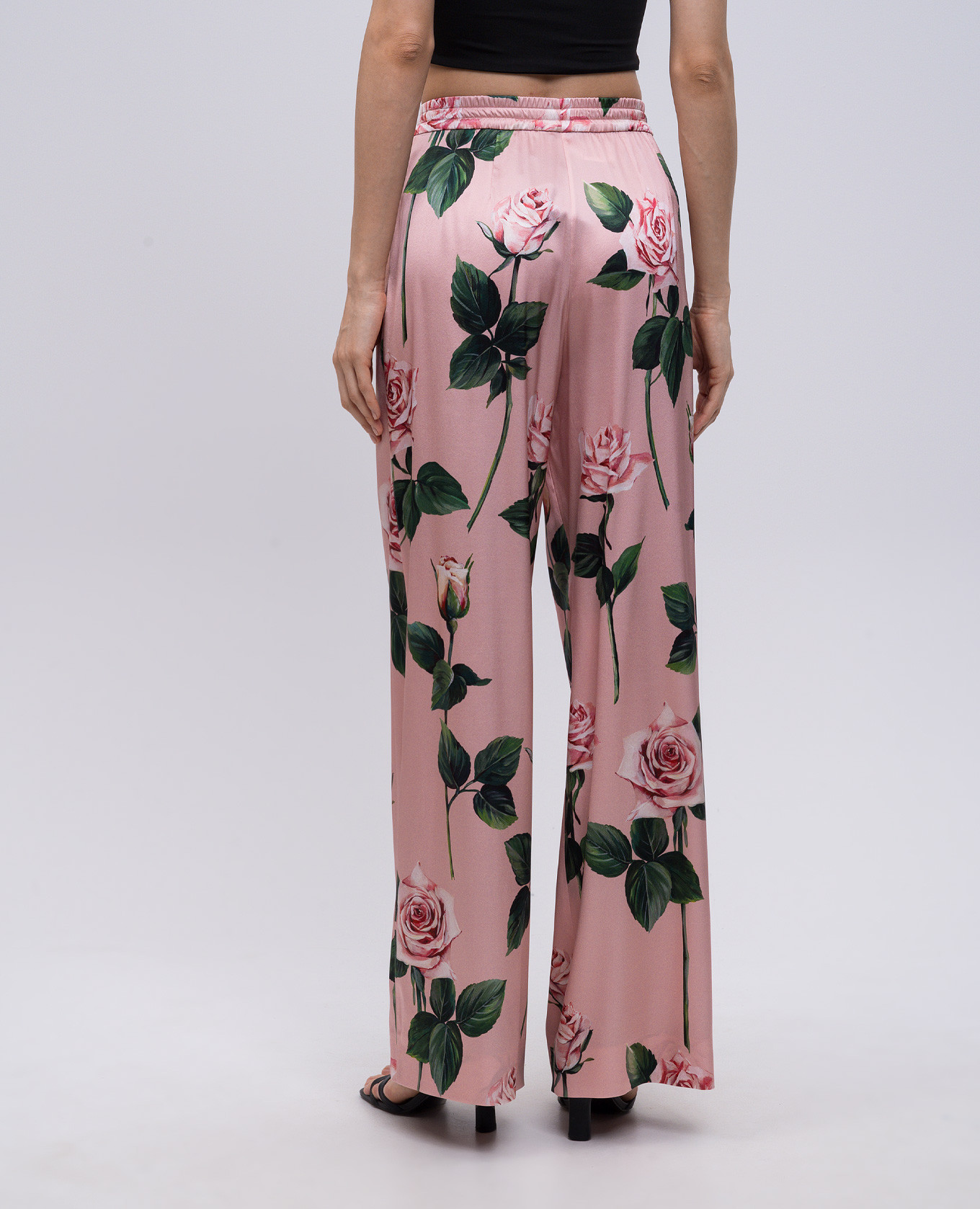 Pink silk pants with floral print Dolce&Gabbana 4