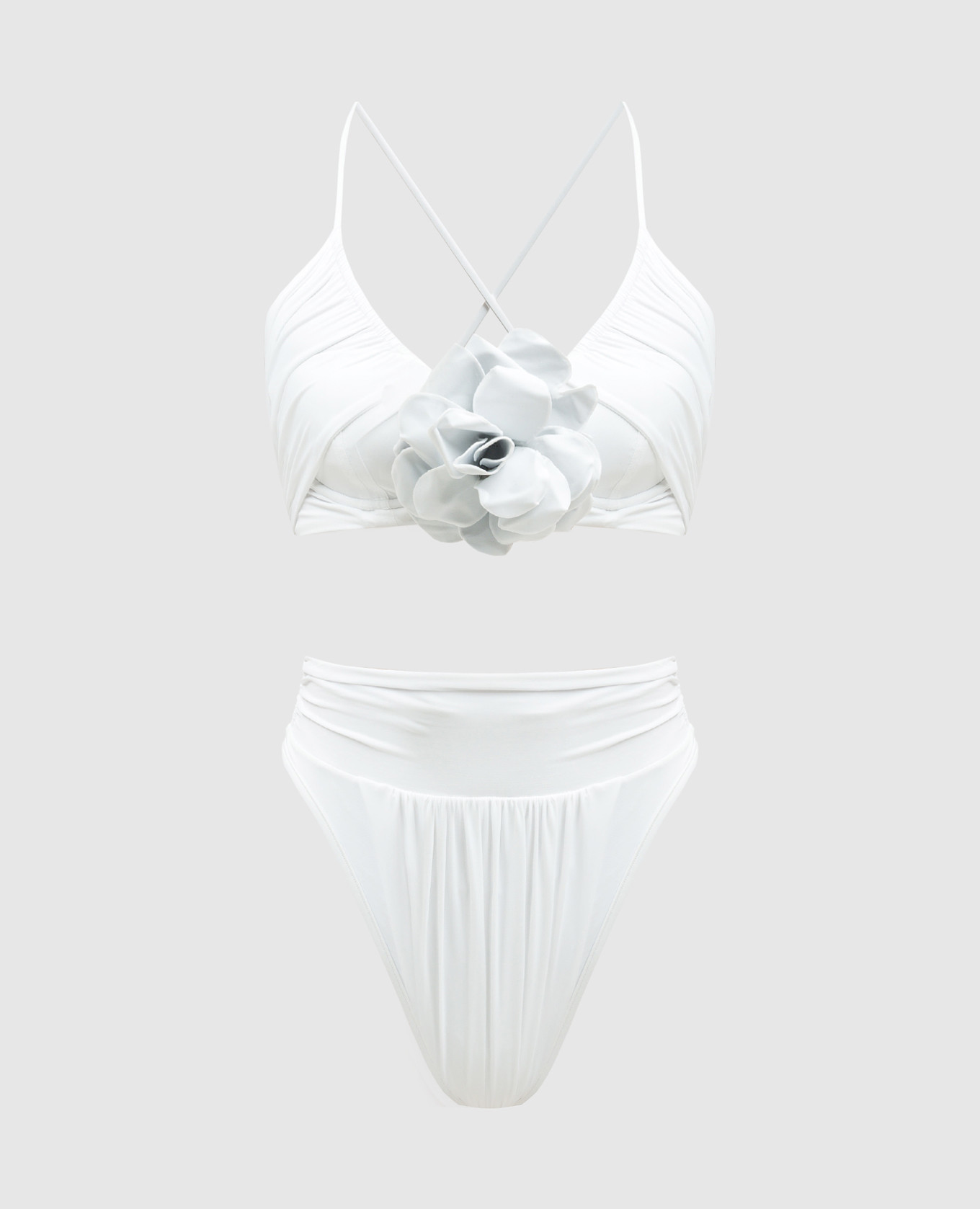 

White swimsuit with a brooch in the form of a flower Balmain, Белый