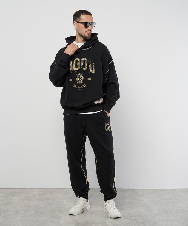 Dolce&Gabbana - Black joggers with heraldic DG logo print