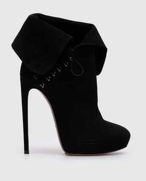 Alaia Black suede ankle boots with laces 4W3T068CC05