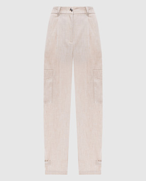 Twinset Beige cargo pants with branded embroidery 242AM2042
