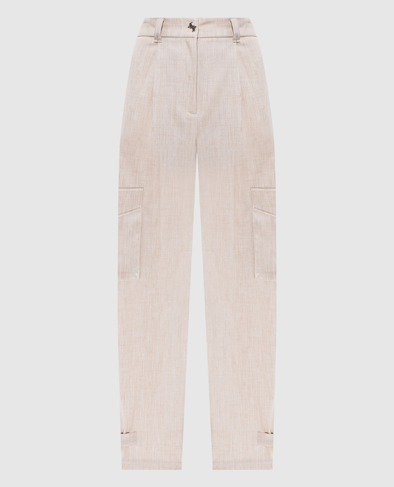 Beige cargo pants with branded embroidery Twinset
