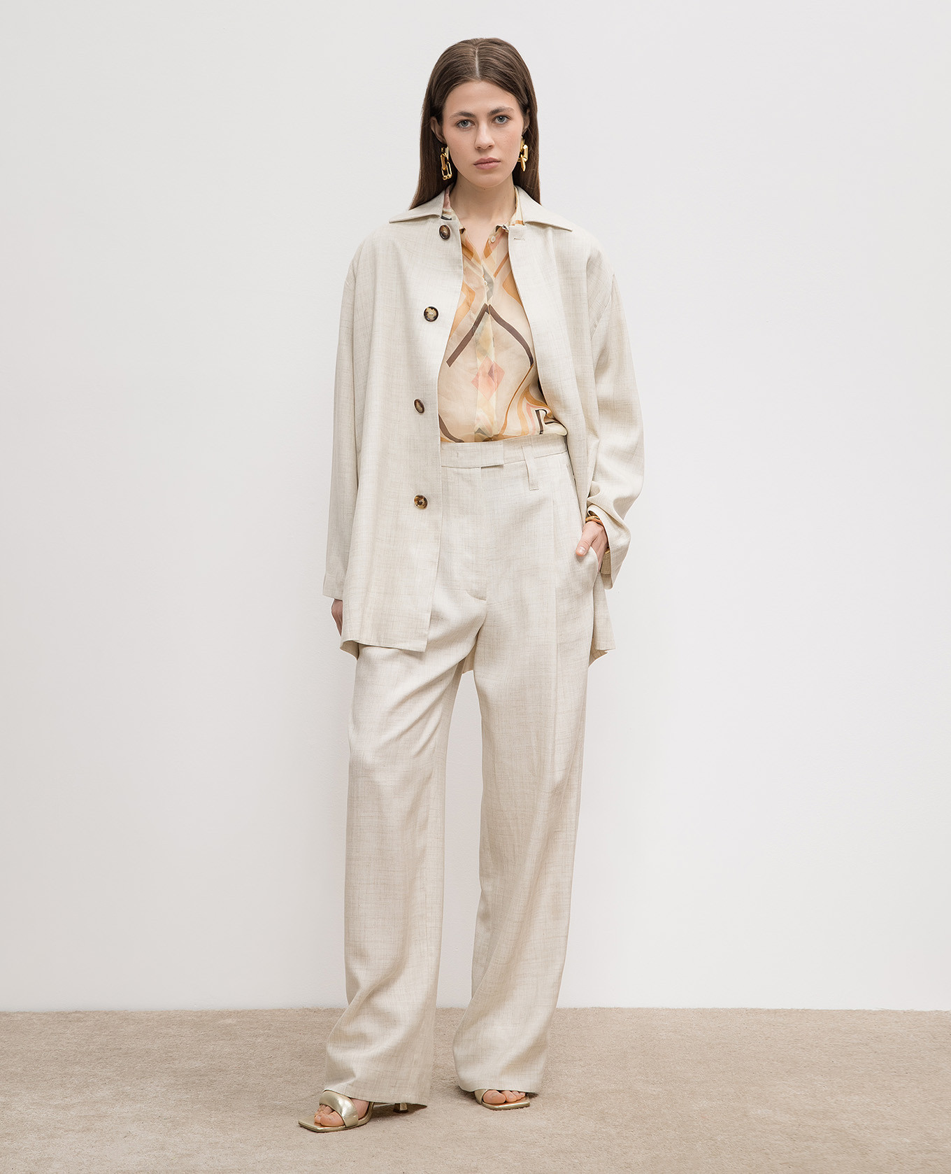 

Beige pants with linen Philosophy di Lorenzo Serafini