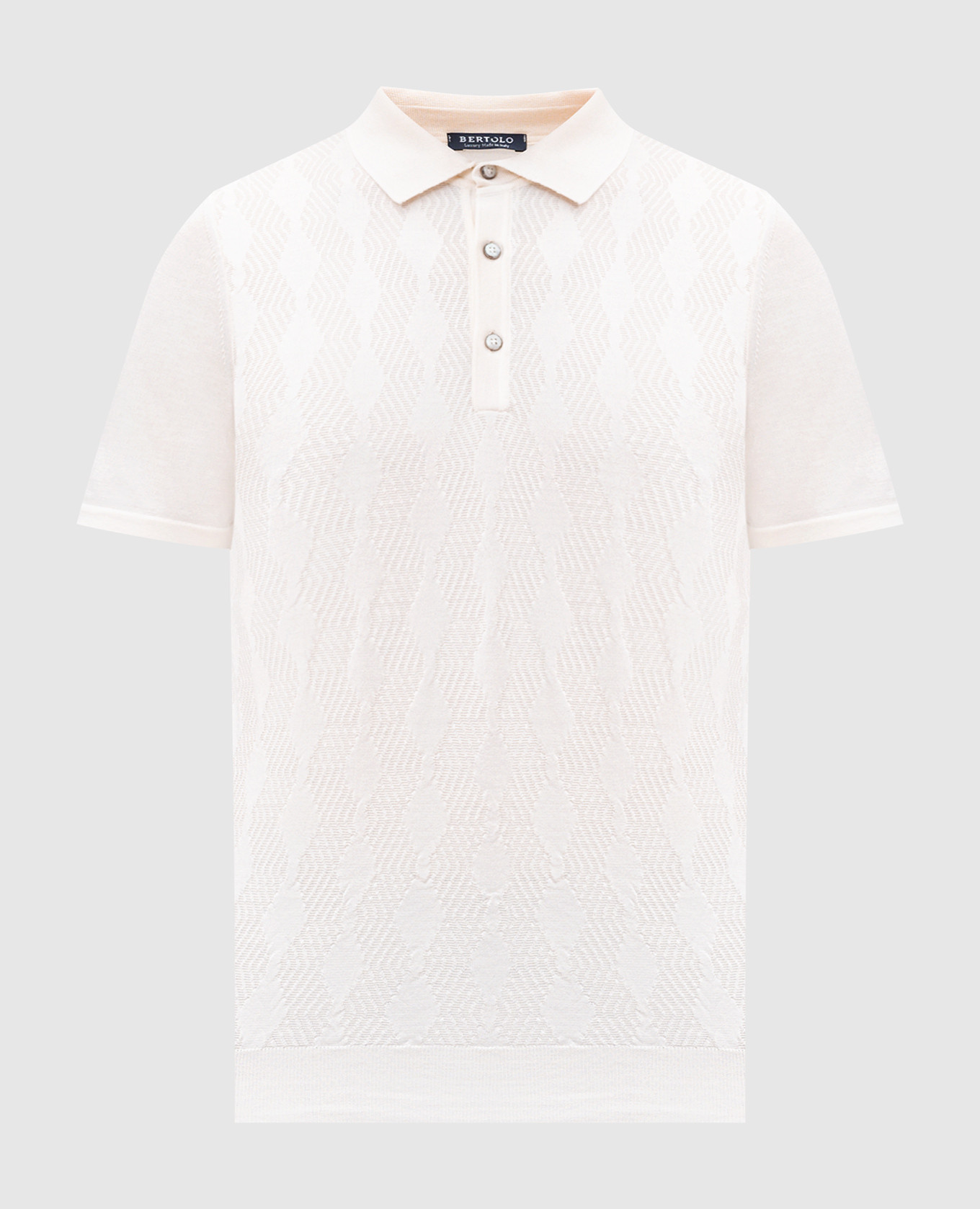 

White silk polo shirt with woven pattern Bertolo Cashmere
