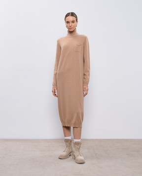 Peserico Beige wool, silk and cashmere dress with monil chain S92250F12B9018