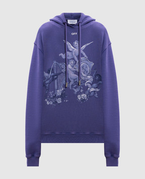 Off-White Purple hoodie with Putti print OWBB035S25FLE003