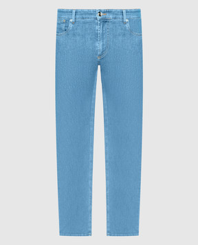 Enrico Mandelli Blue jeans with embroidery and logo patch 0MIAMI5335