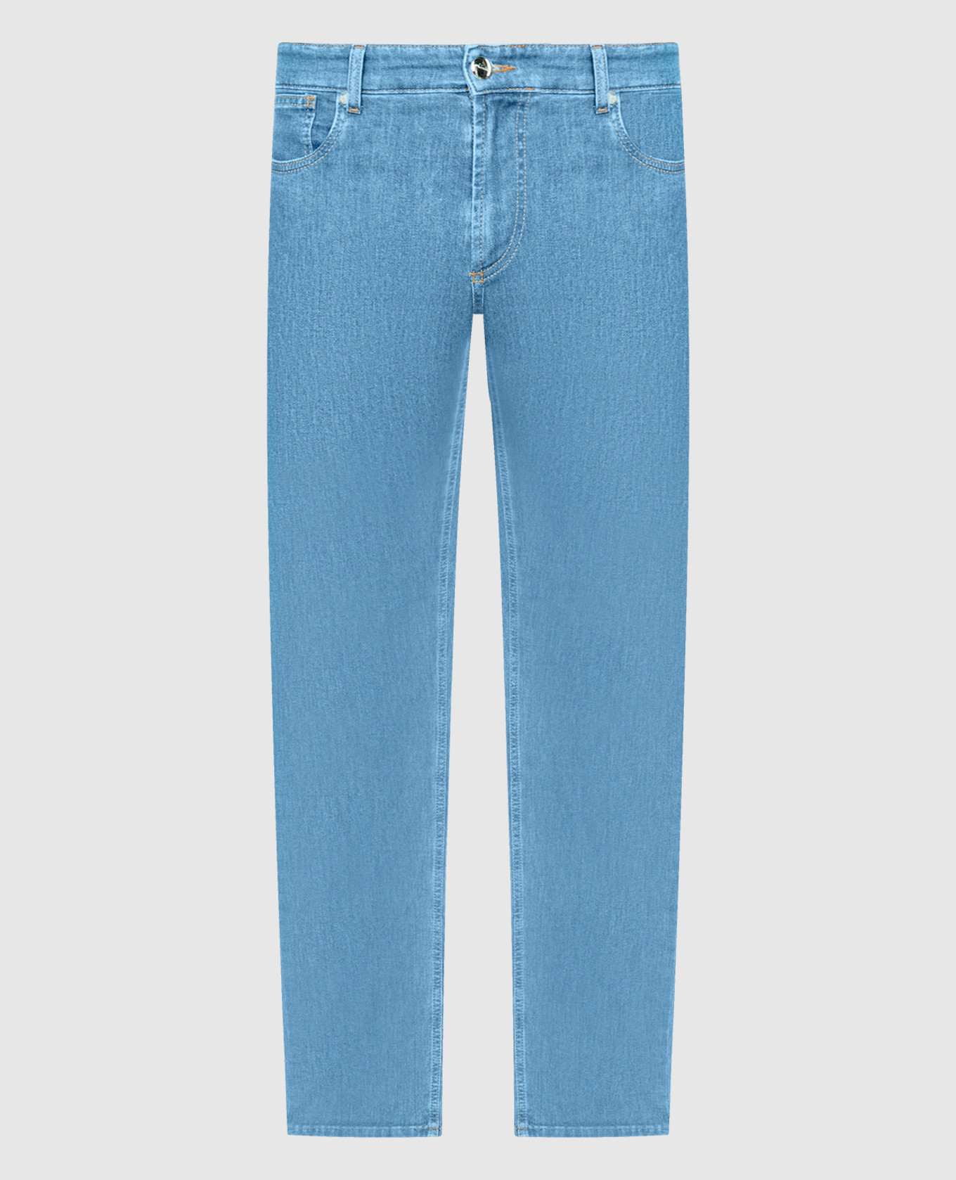 Blue jeans with embroidery and logo patch Enrico Mandelli