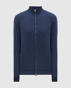 Cashmere&Whiskey Blue melange cashmere cardigan MU8671312341R