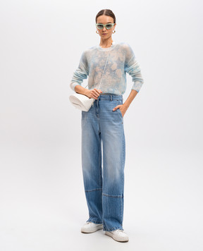 Twinset Blue distressed jeans with logo embroidery 242AT2272