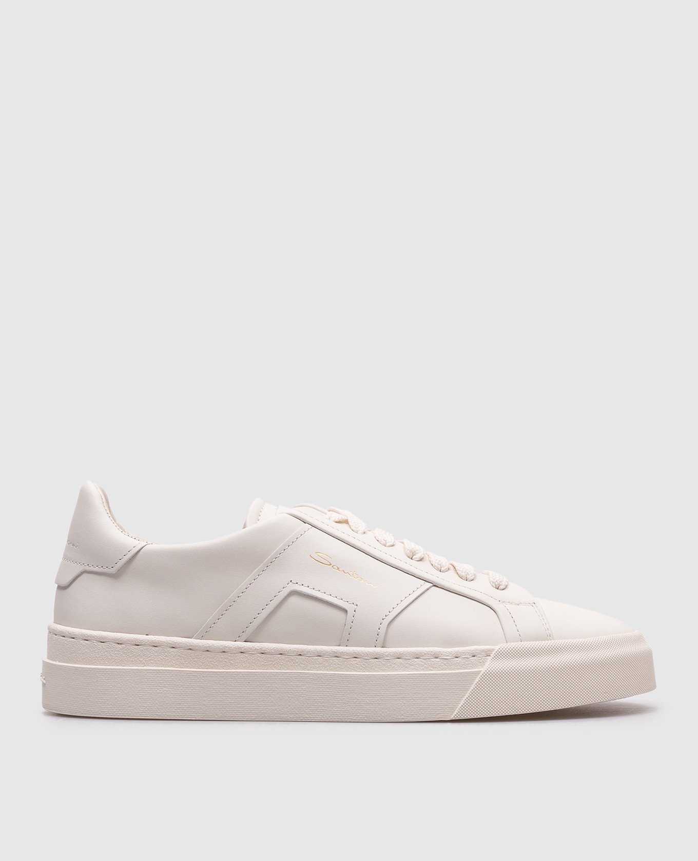 

White leather sneakers with logo Santoni