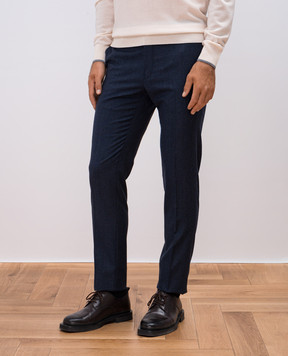 Incotex Blue trousers made of wool in a woven pattern 1T003510160