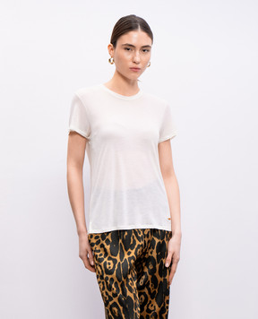 Tom Ford White T-shirt with metal logo TSJ567JEX139
