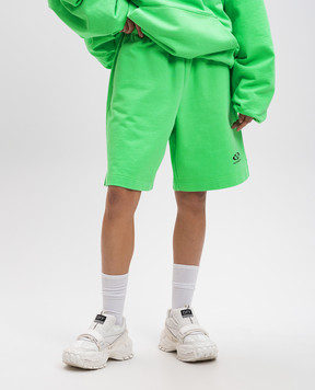 Vetements Green shorts with logo print UA66SS600Ew