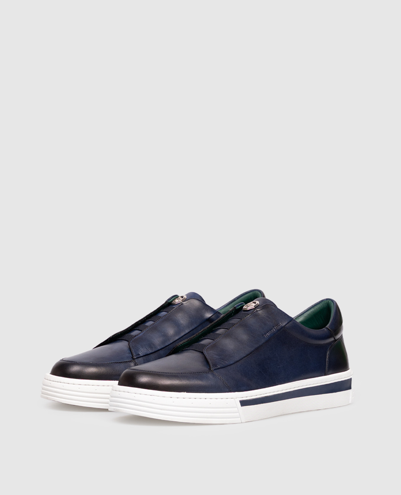 

Blue leather sneakers with logo Stefano Ricci