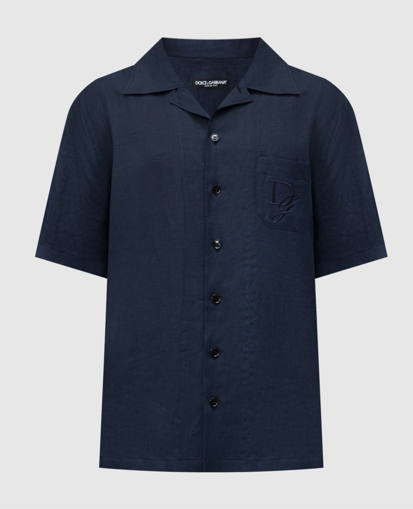

Blue linen shirt with logo embroidery Dolce&Gabbana