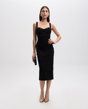 Versace Jeans Couture Black bustier dress in baroque style 77HAO935N0394