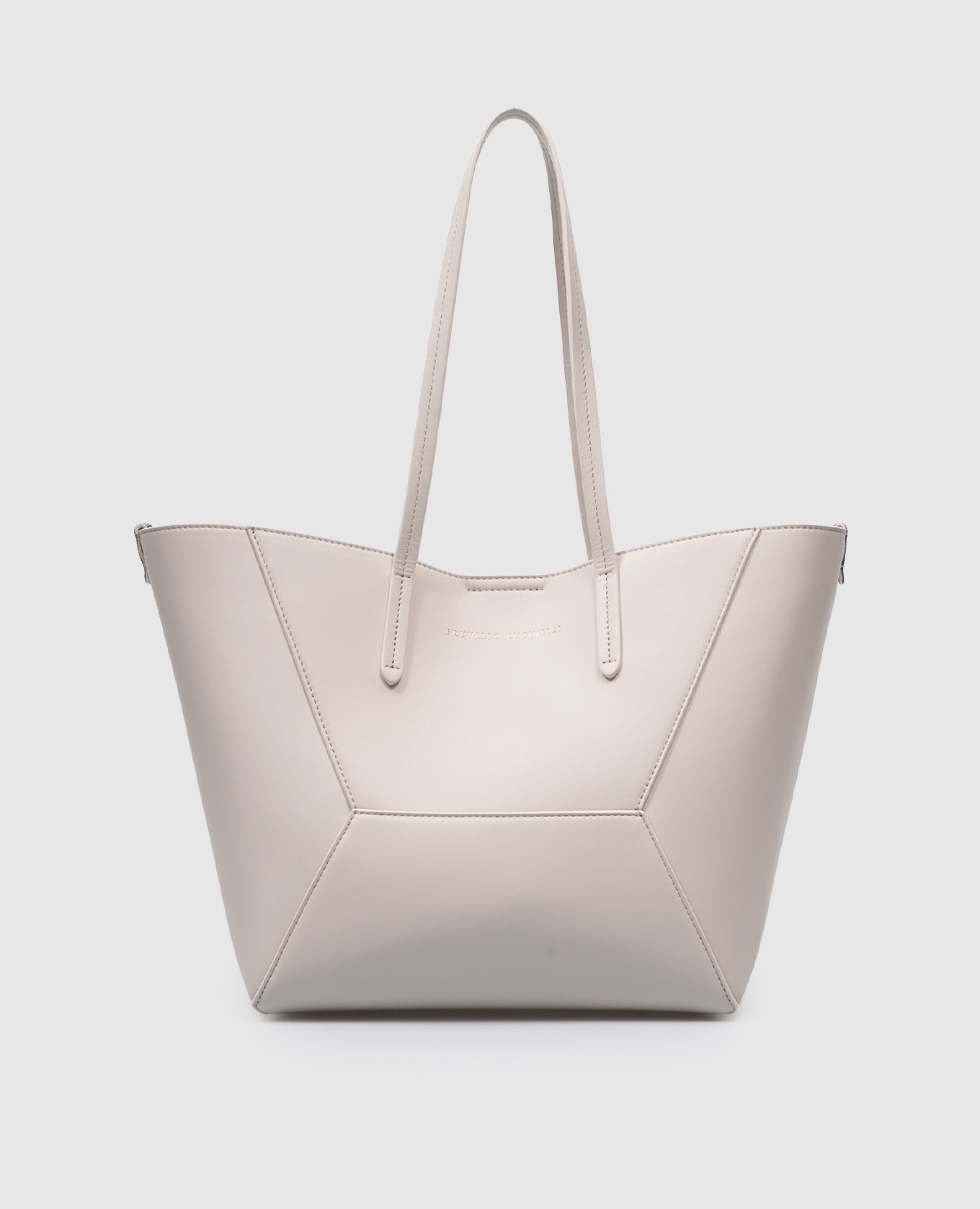 

Gray leather logo tote bag with monil chain Brunello Cucinelli, Grey