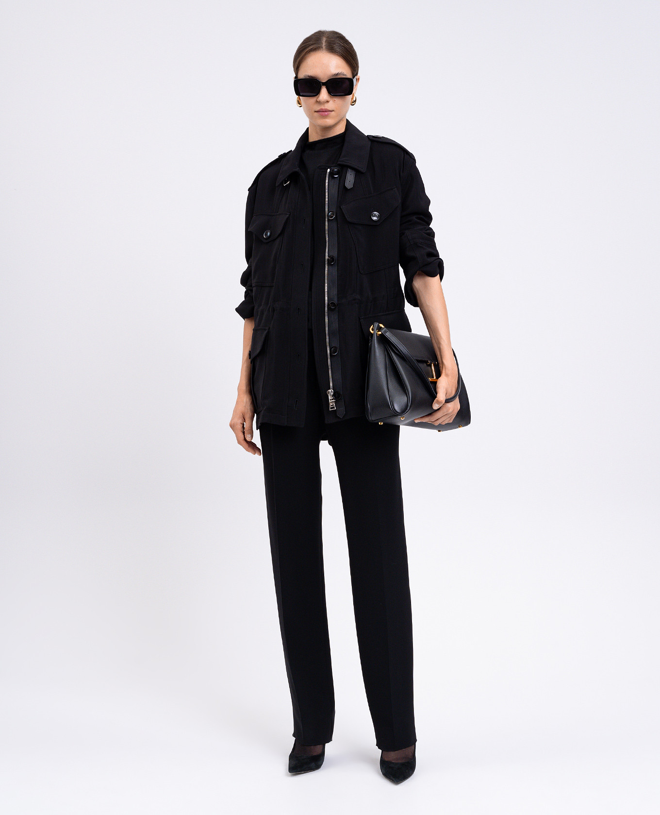 

Black cashmere and silk sweater with logo Tom Ford