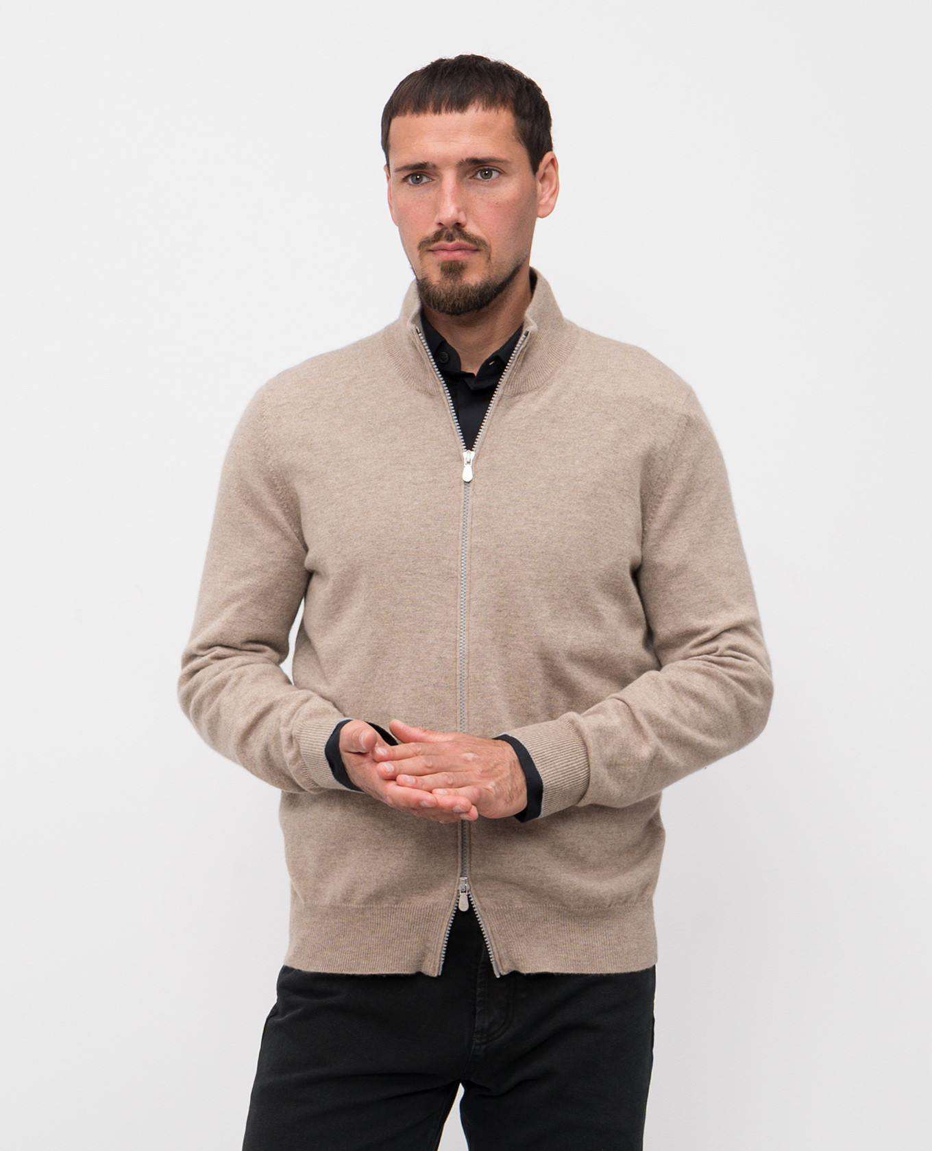 

Beige melange cashmere cardigan Brunello Cucinelli