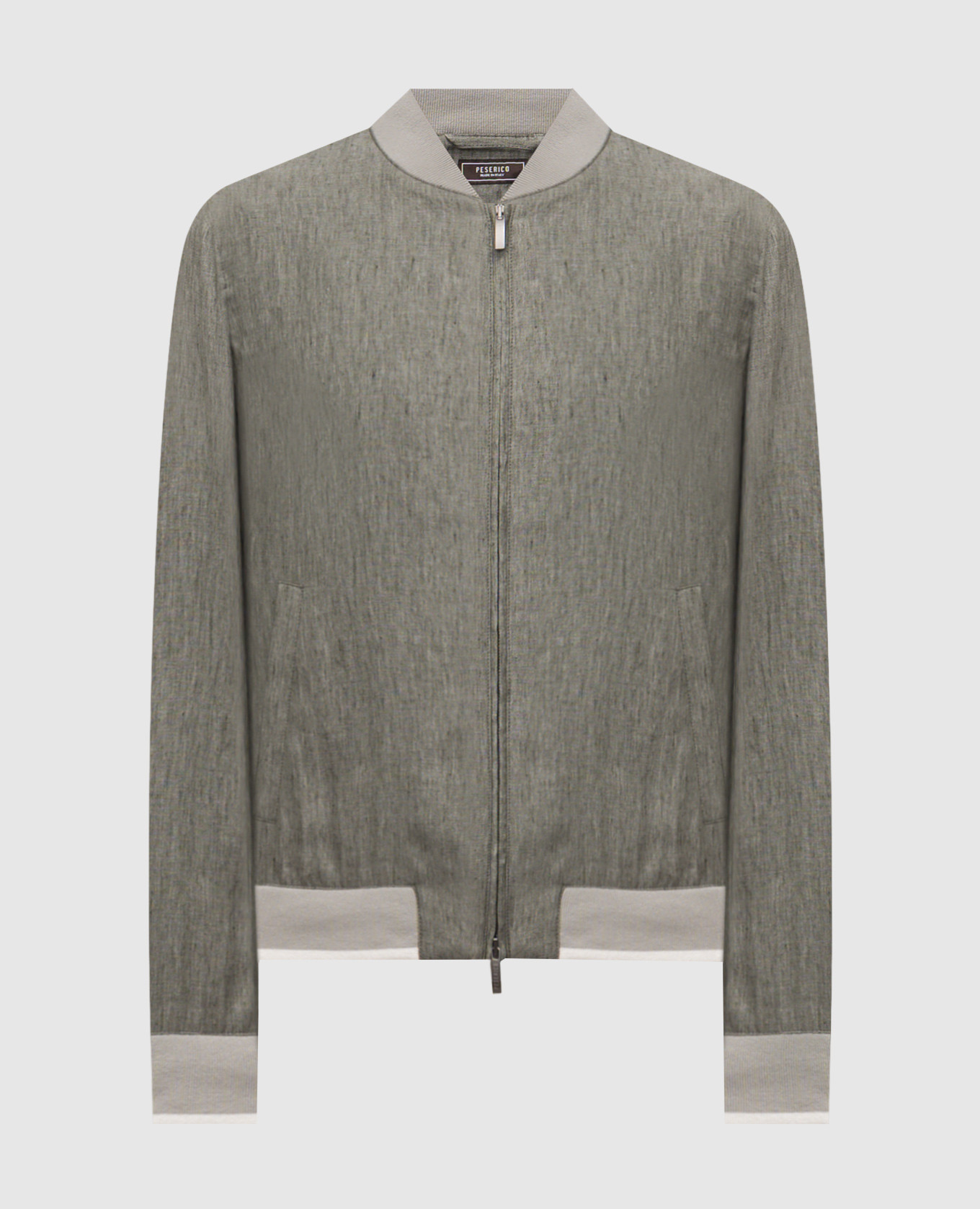 

Green linen bomber jacket with logo patch Peserico