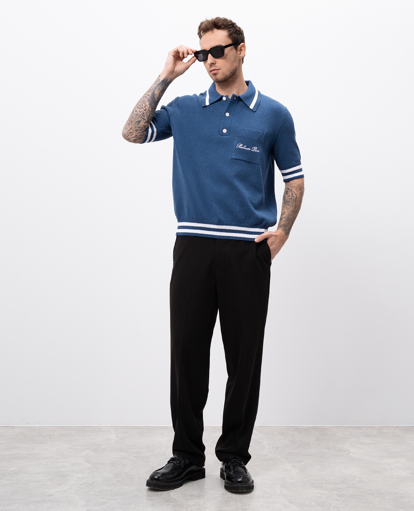 

Blue polo shirt with logo embroidery Balmain