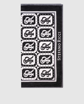 Stefano Ricci Black terry towel with monogram logo print YTELM03SPSR03