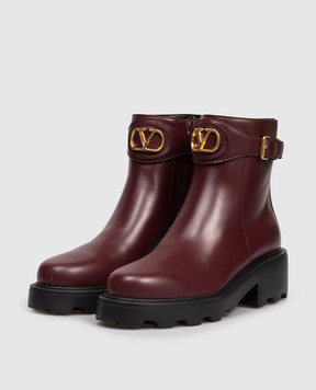 Valentino Burgundy leather boots with VLogo emblem 7W2S0MT5BEK