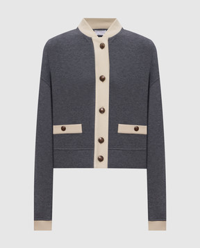 Brunello Cucinelli Grey cardigan with contrast trim MN05NSO106