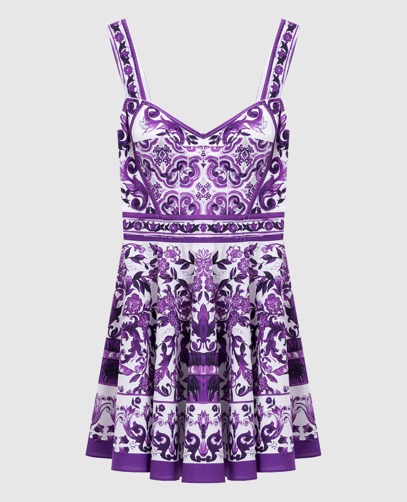 White dress with Majolica print Dolce&Gabbana