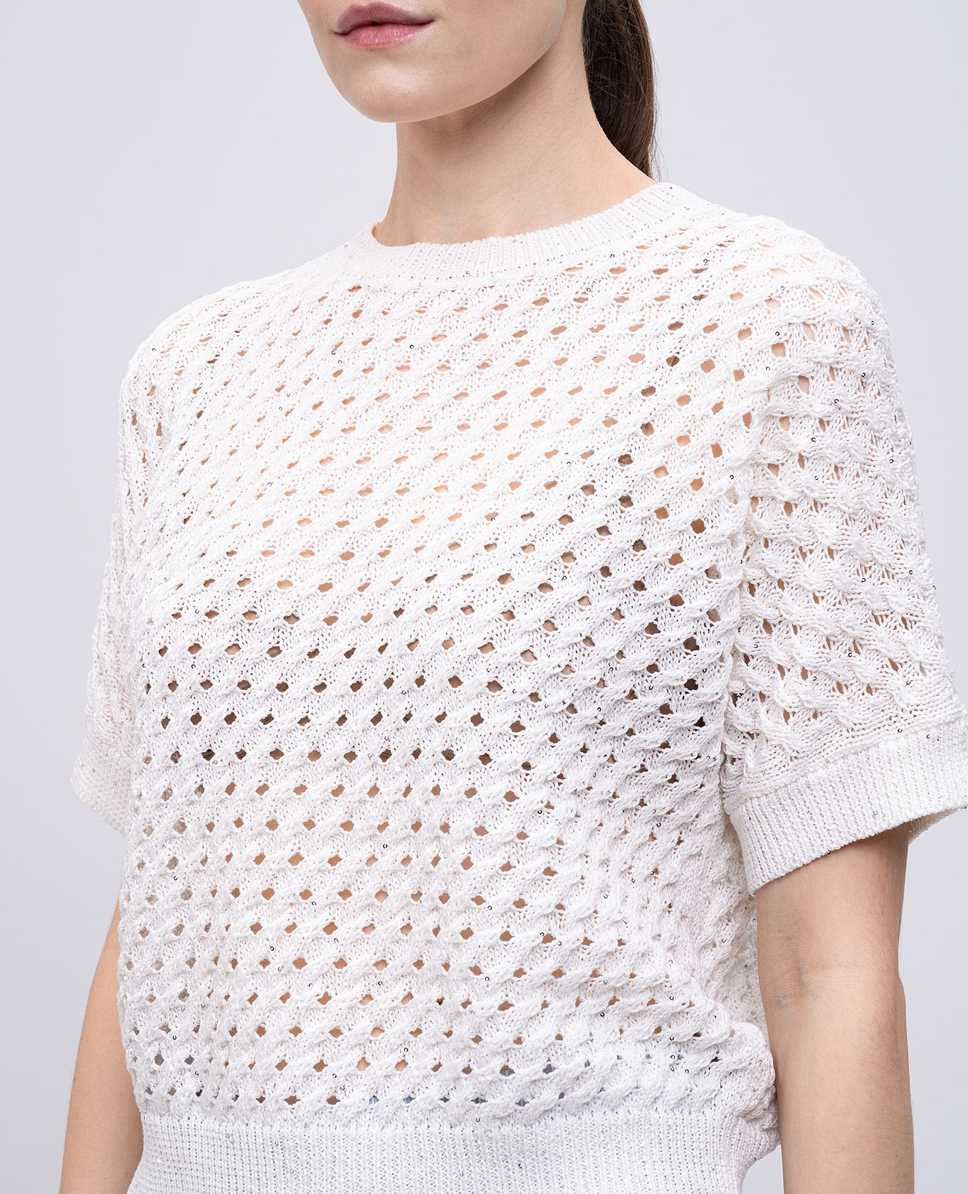 

White openwork top with sequins Peserico