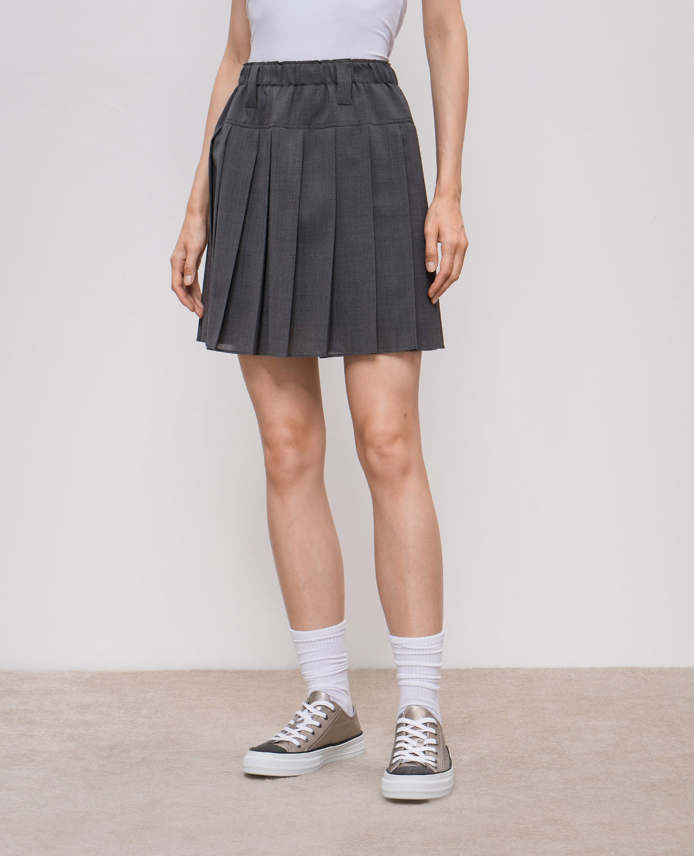 Gray pleated skirt with wool Brunello Cucinelli 3