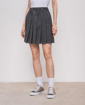 Brunello Cucinelli Gray pleated skirt with wool MP087G3662