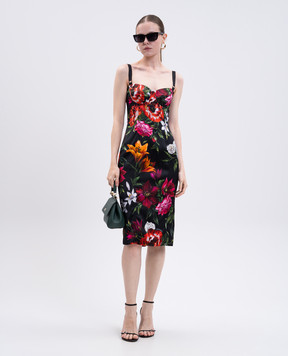 Dolce&Gabbana Black floral bustier dress F6TZYTFSIB2