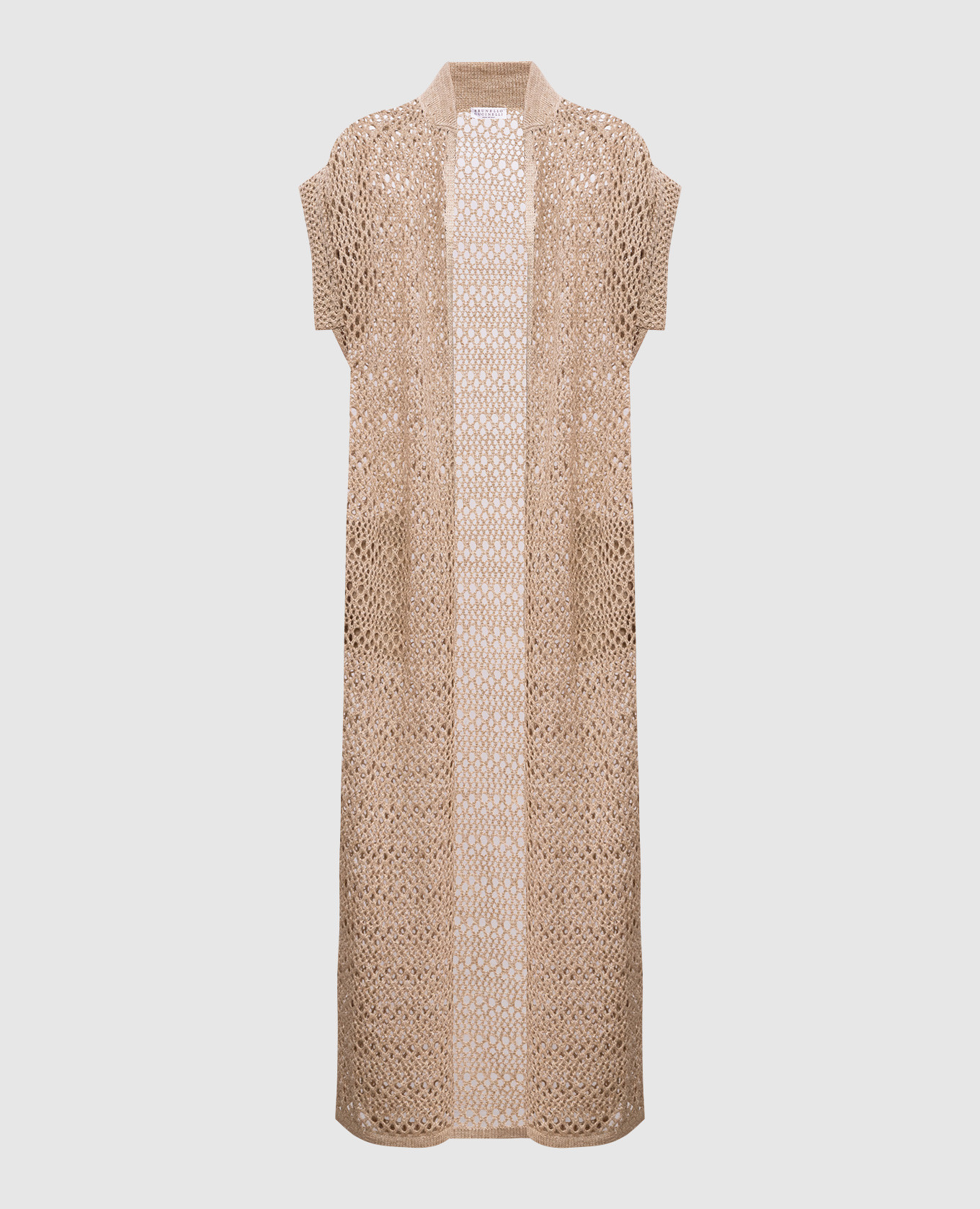 

Beige openwork cardigan made of linen and silk Brunello Cucinelli