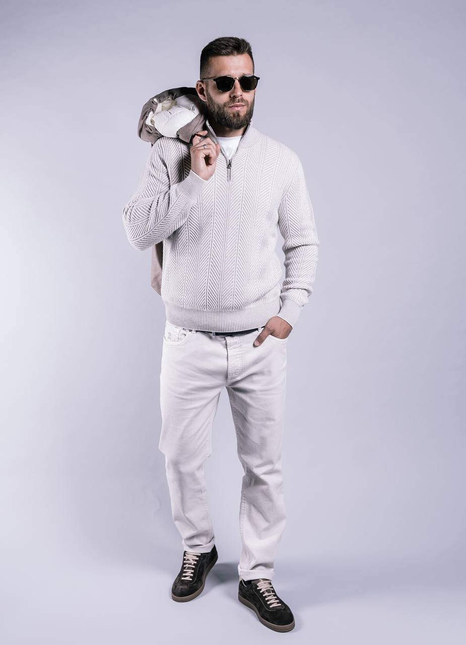 

Beige cashmere sweater with a pattern Brunello Cucinelli